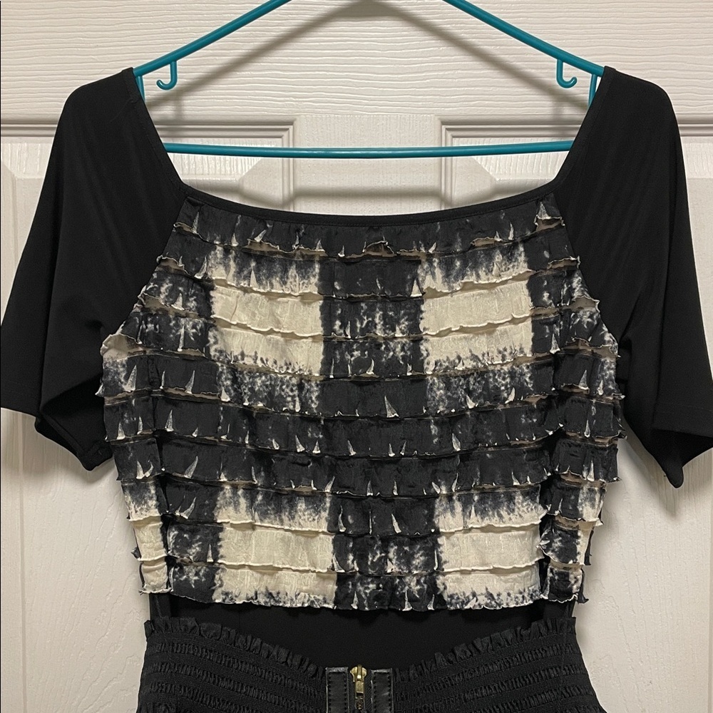 Joseph Ribkoff | Black | Ruffled Top/Hankerchief Skirt | Dress | Size 10 - Picture 2 of 16